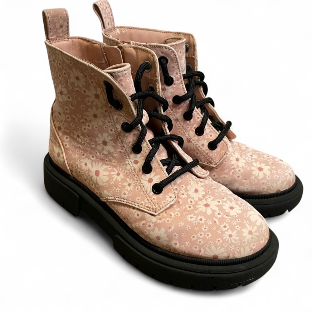 Art Class Floral Combat Boot Pink Flowers Lug Sole Girls' Kids' Size 2